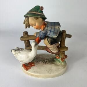 Goebel Hummel Barnyard Hero Figurine Little Boy Geese POOR #195 True Vtg Germany